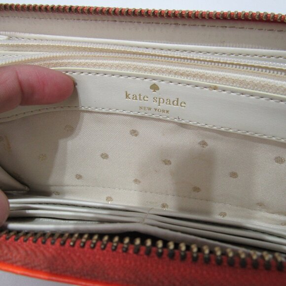 Kate Spade New York Wallet Multicolor Orange Striped Zip Around - Picture 5 of 7